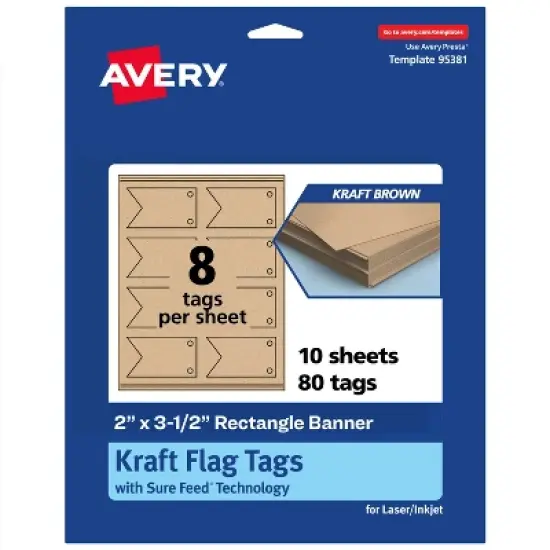 Avery Banner Flag Tags, 2" x 3-1/2", Kraft Brown, 80 Total image {9}
