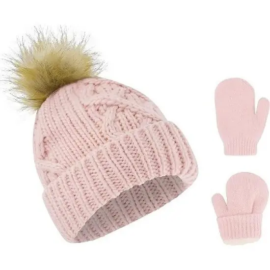 Rising Star Baby Girls and Boys Hat with mittens set, Winter Set for infants Ages 0-24 months image {5}