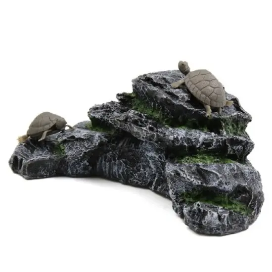 Unique Bargains Resin Aquatic Turtles Climbing Rock Ramp Aquarium Fish Tank Landscape Decor image {2}