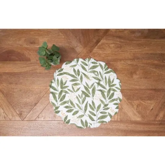 C&F Home Joelle Floral Flowers Palm Leaf Vibrant Scalloped Round Placemats Set of 6, 17" image {5}