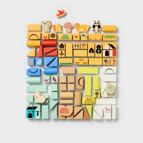 Wooden Stacking Blocks Set - 100pc - Gigglescape&trade;: Toddler Educational Toy, Fine Motor Skills, Shapes & Colors image {2}