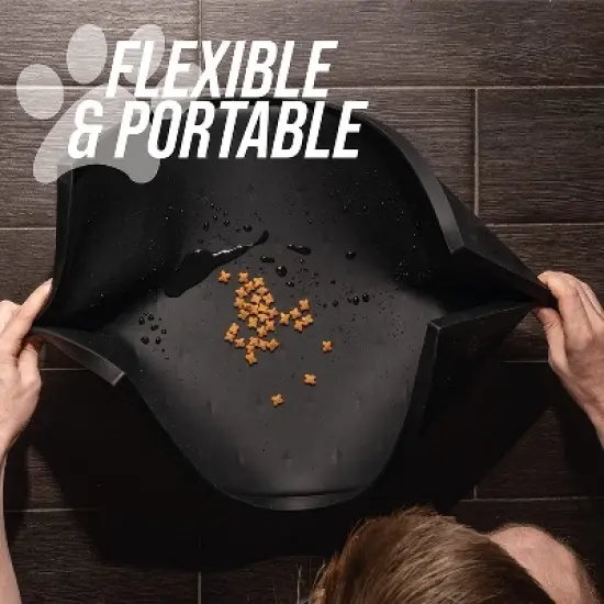 Leashboss Splash Mat Dog Food Silicone Tray with Tall Lip, for Pet Food and Water Bowls image {5}