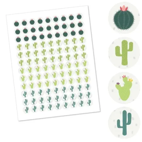 Big Dot of Happiness Prickly Cactus Party - Fiesta Party Round Candy Sticker Favors - Labels Fits Chocolate Candy (1 Sheet of 108) image {1}