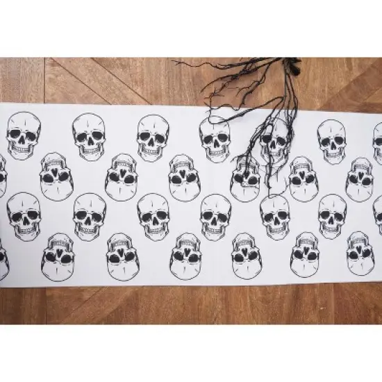 C&F Home Skeleton Skulls Pattern Halloween Reversible Decorative Table Runner 14" x 72" image {3}