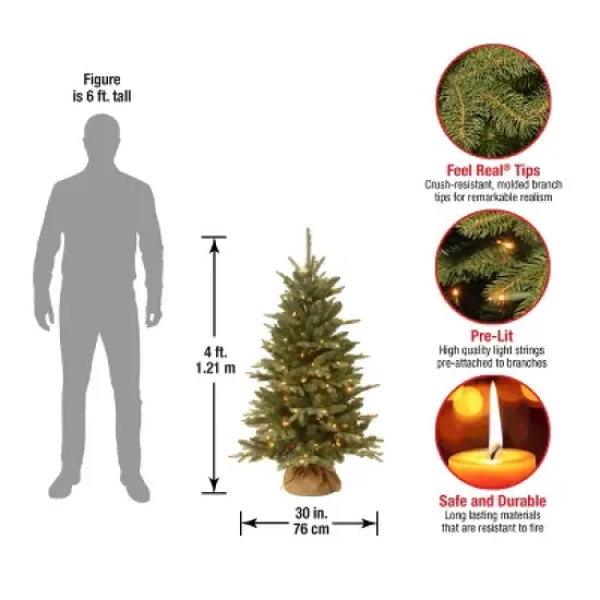 4' Prelit Evergreen Artificial Christmas Tree in Burlap Bag Clear Lights - National Tree Company image {3}