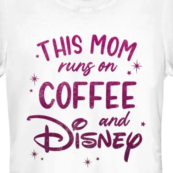 Junior's Disney This Mom Runs On Coffee T-Shirt image {1}