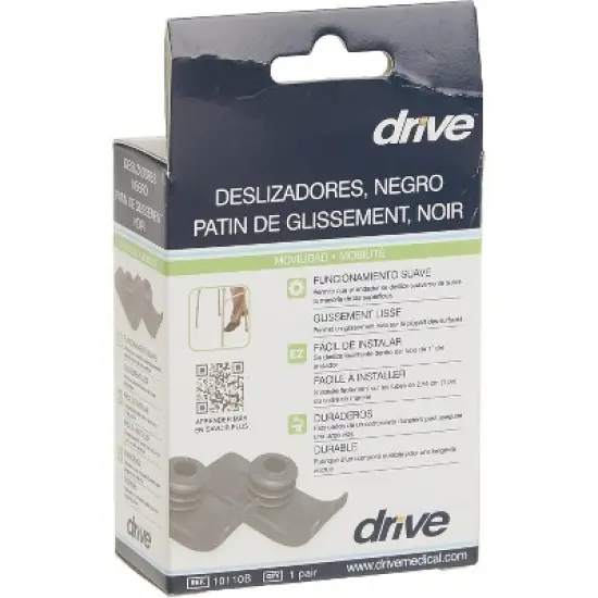 Drive Medical Walker Ski Glide Black, 2 Ct image {1}
