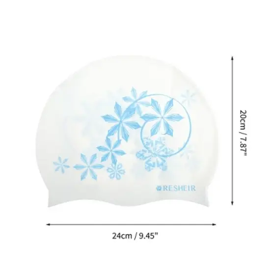 Unique Bargains Silicone Waterproof Floral Pattern Swim Cap 1 Pc image {3}