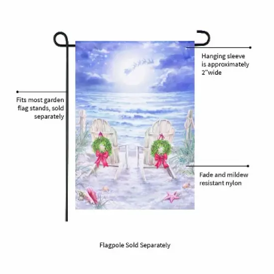 Evergreen Christmas on the Beach Suede Garden Flag 12 x 18 Inches Indoor Outdoor Decor image {5}