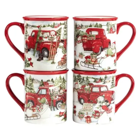 16pc Red Truck Snowman Dinnerware Set - Certified International image {3}