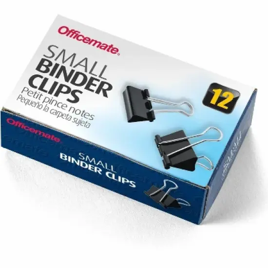 Officemate Binder Clips Small 3/4"Wide 3/8" Cap 12/BX Black/Silver 99020 image {2}