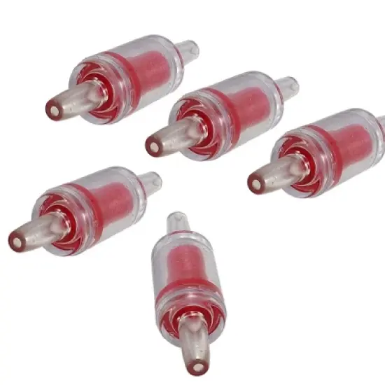 Unique Bargains Fish Tank Aquarium Red Clear Plastic Air Pump Check Valves 5 Pcs image {2}