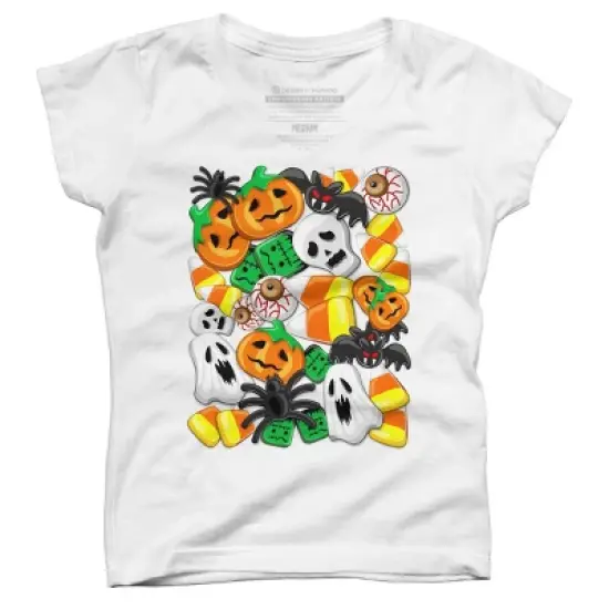 Girl's Design By Humans Halloween Spooky Candies Party By BluedarkArt T-Shirt image {6}