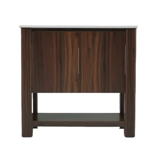 Christopher Knight Home Raisa 35" Modern Bathroom Vanity with Rectangle Ceramic Sink and Open Shelf image {6}