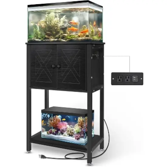 MaseiKar 5-10 Gallon Fish Tank Stand, Heavy Duty Aquarium Stand with Cabinet & Power Outlets for Fish Tank Accessories Storage, Double Tank Stand image {7}