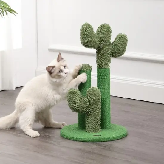 Marfa Modern Jute Triple-Cactus Cat Scratching Post with Fuzzy Toy image {1}