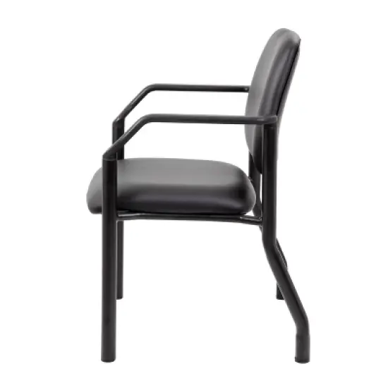 300lbs Guest Chair Antimicrobial Black - Boss Office Products: Sturdy Mid Back, Metal Frame, Easy Clean image {5}