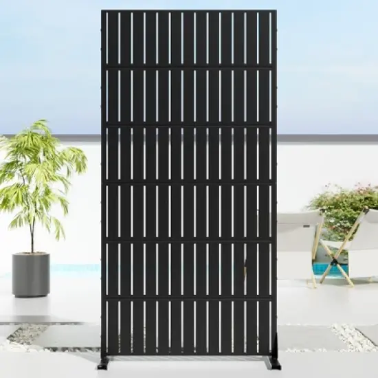 72" H&times;35"W Dovelina Black Metal Planter Box with Trellis Privacy Screen for Caf&eacute; Patio,Garden & Balconies image {2}
