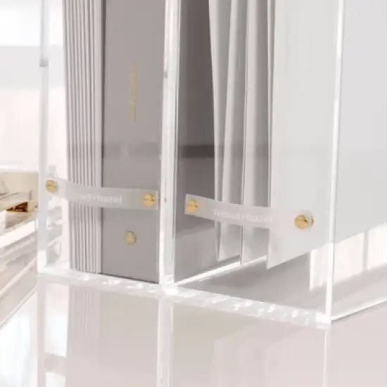 RUSSELL + HAZEL Acrylic Magazine File: Clear Desk Organizer, Office Supplies, 12" H, 10.5" D, 3.75" W image {3}