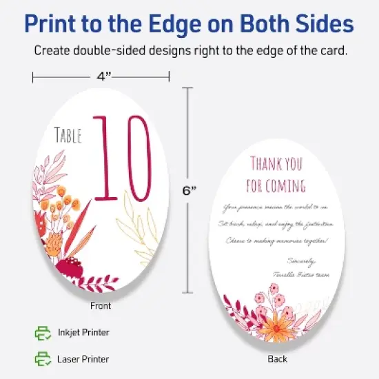 Avery Oval Flat Cards, 4" x 6", Matte White, 20 Total image {5}