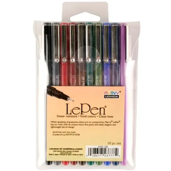 Marvy Uchida LePen Micro-Fine Point Pen, Dark, 10 Colors image {1}