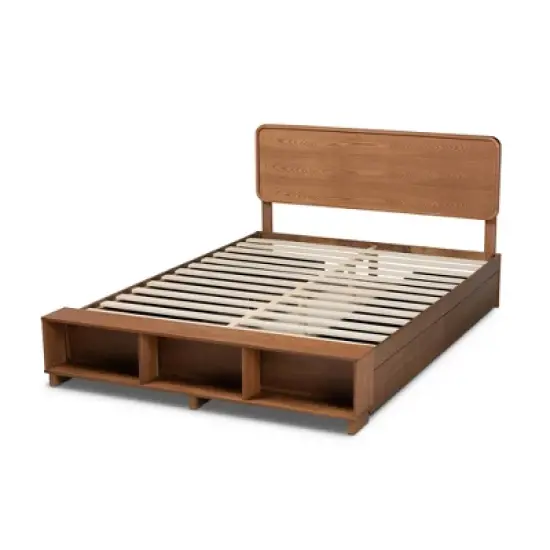 4 Drawer Vita Modern Transitional Wood Platform Storage Bed Walnut/Brown - Baxton Studio image {3}