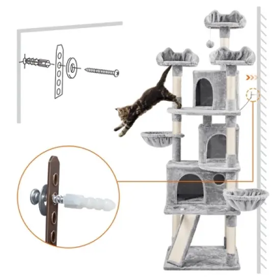 Yaheetech 76.5"H 5-Level Large Cat Tower with 3 Condos image {6}
