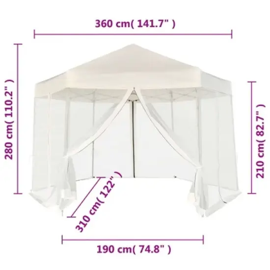 vidaXL Gazebo Cream White image {11}