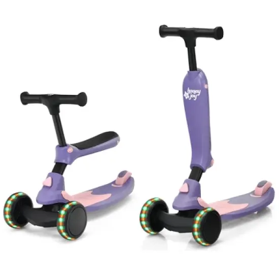 Honeyjoy Portable 3 Wheel Kids Scooter with Gravity Steering System  Purple\Blue\Green image {12}