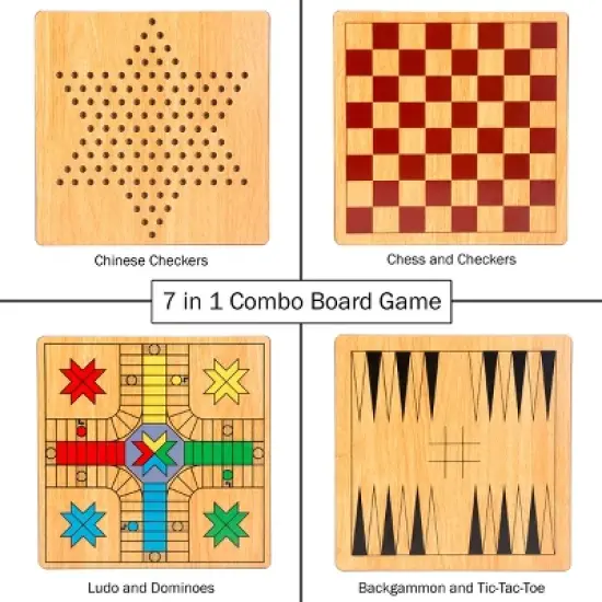 Toy Time 7-in-1 Combo Game Board and Piece Set - Chess, Checkers, Chinese Checkers, Backgammon, Ludo, Dominoes, Tic-Tac-Toe image {2}