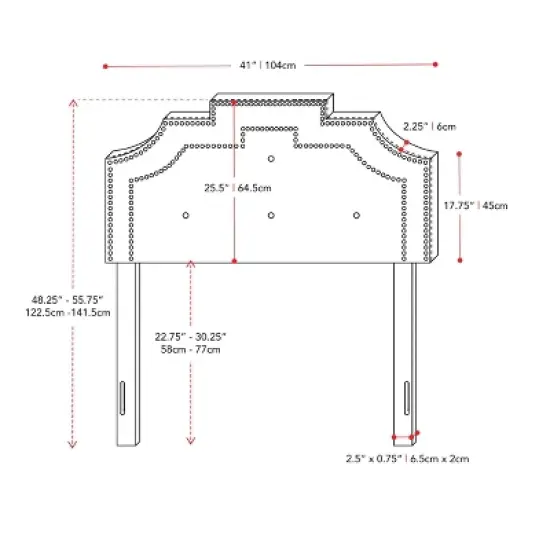 Aspen Headboard with Nailhead Trim - CorLiving image {2}