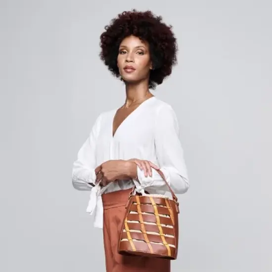 MERSI Kara Woven Crossbody Bucket & Top Handle Bag image {3}