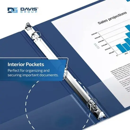 Davis Group 6pk 1" Premium Economy Round Ring Binder Royal Blue: Hard Cover, 200 Sheet Capacity, 2 Pockets, Polypropylene image {5}
