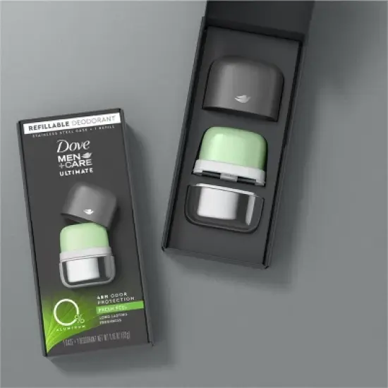 Dove Men+Care 0% Aluminum Fresh Feel Refillable Deodorant Stainless Steel Case + 1 Refill - 1.13oz image {2}