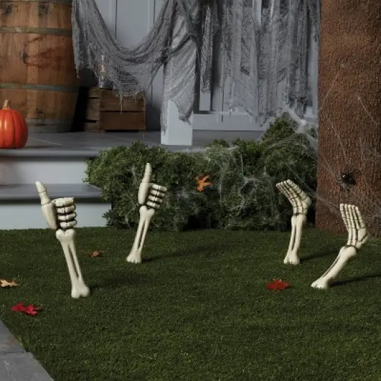 2pk Skeleton Feet Halloween Decorative Yard Stakes - Hyde and EEK! Boutique&trade;: Lawn Decorations, Off-White image {1}