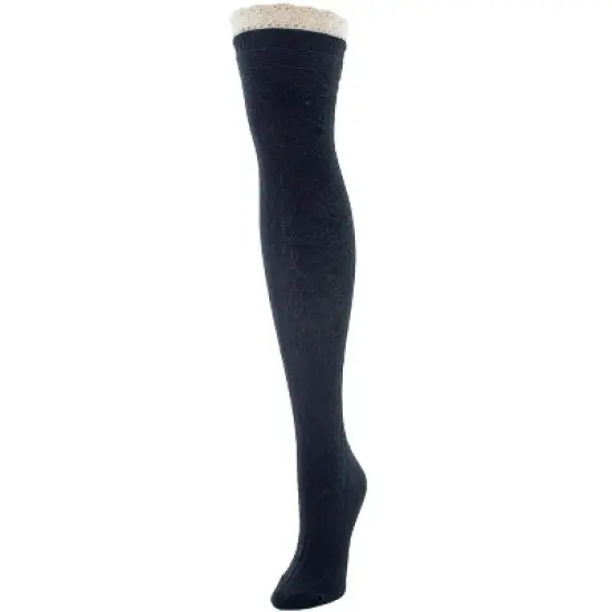 Memoi Diamond Crochet Cotton Blend Over The Knee Socks image {2}