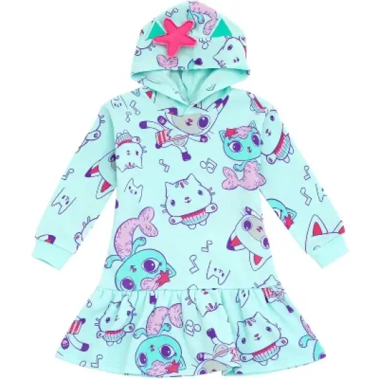 Dreamworks Gabby's Dollhouse Pandy Paws Cakey Cat MerCat Girls Fleece Dress Toddler to Big Kid image {4}
