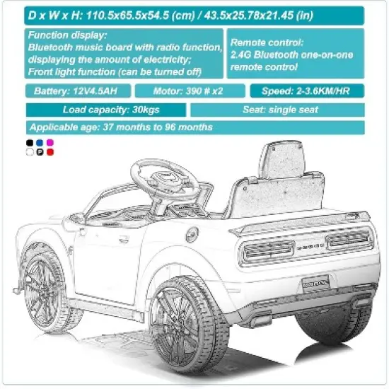 12V Licensed Dodge Challenger Kids Electric Car, Battery Powered Electric Vehicles with Remote Control, LED Lights, for Boys Girls image {4}