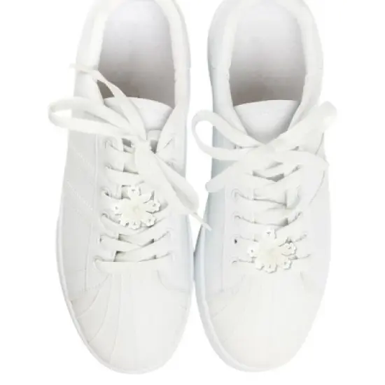 Unique Bargains Pearls Flowerss Shoelace Charms White 1 Pair image {1}