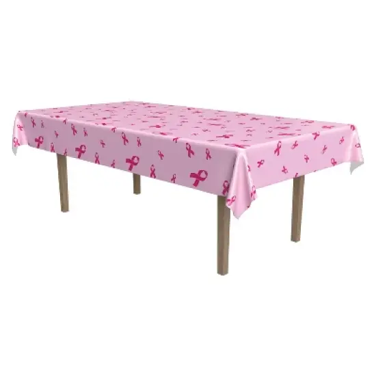 Beistle Pink Ribbon table cover, 54" x 108", (2/Pkg) Multicolored image {4}