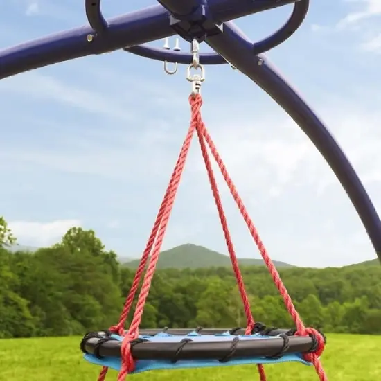 HearthSong - Large Vortex Spinning Ring Swing and Sky Dome Arched Stand Set for Kids Active Outdoor Play image {7}