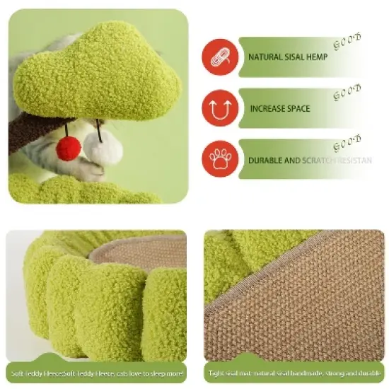 Large Space Tree Cat scratching board, Hand Woven Sisal Cat scratching Bed, Green Small Tree Design scratching Post and Lounge image {5}