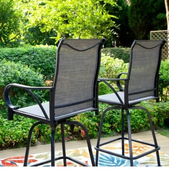 3pc Outdoor Set with Faux Wood Tabletop & Metal/Textilene Stools - Captiva Designs image {8}