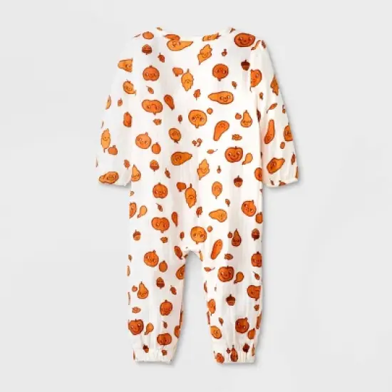 Baby Autumn Gauze Long Sleeve Romper - Cat & Jack&trade; Cream image {1}