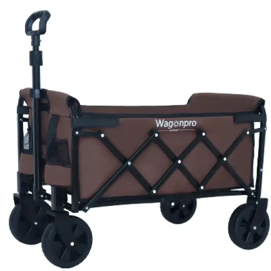 Expandable Dual-Layer Utility Wagon with 100% Extra Space - Grocery CartSupports 225lbs, Brown image {3}