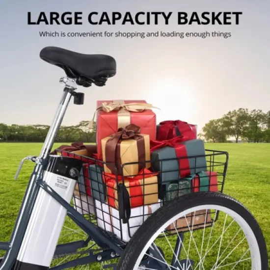 Electric Trike for Adults,  3 Wheel Motorized Bicycle ,36V 10Ah Removable Battery, Extra Large Basket image {7}