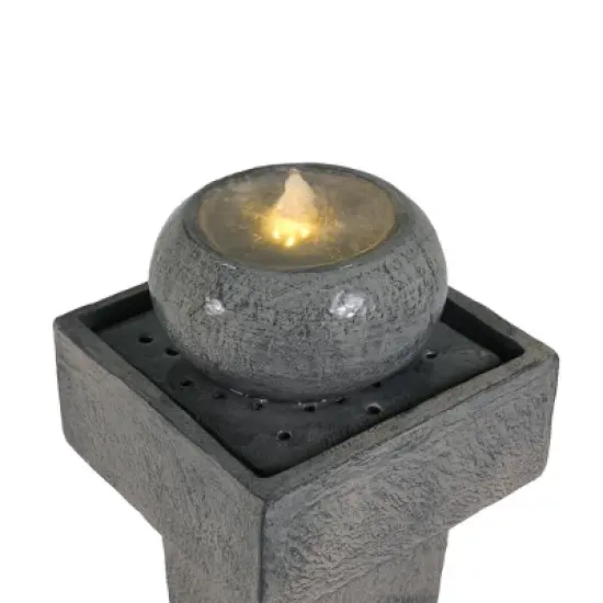 Christopher Knight Home Aria Modern Outdoor Concrete Fountain with LED Light image {5}
