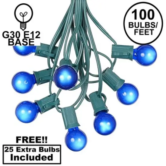 Novelty Lights 100 Feet G30 Globe Outdoor Patio String Lights, Green Wire image {7}
