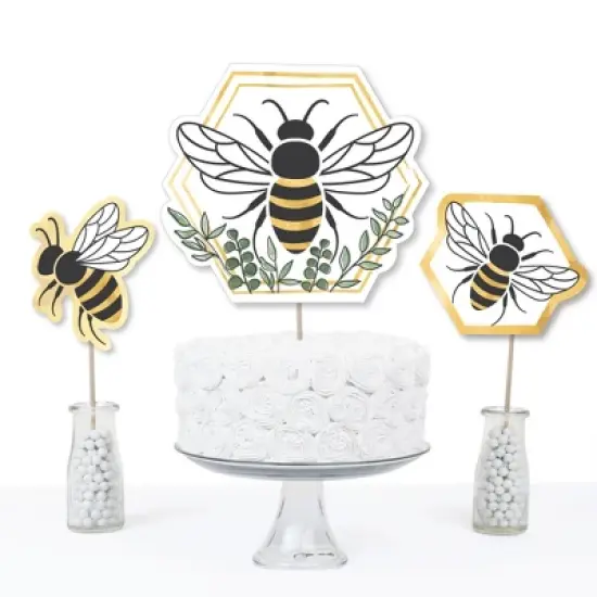 Big Dot of Happiness Little Bumblebee - Bee Baby Shower or Birthday Party Centerpiece Sticks - Table Toppers - Set of 15 image {2}
