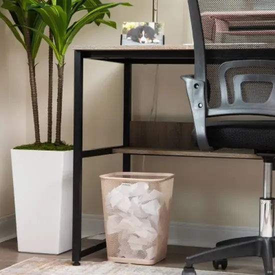 Mind Reader Square Trash Can Metal Mesh Pink image {8}